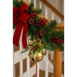 I.GE.A. Dekohänger I.GE.A. "Deko-Kugel", gold, B:9cm H:20cm, Kunststoff, Dekohänger, mit Glocken zum Hängen, 2er Set, Weihnachtsdeko Kranzdeko