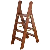 Klappstufen Klapptritt Holz-Stufenleiter 4 Stufen Leichtgewicht mit Handlauf Faltbarer Trittleiter Mehrzweckleiter Trittleiter Faltleiter Regal Treppen Treppenstuhl - 300 lb Kapazität (braun)