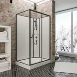 Schulte Home Ibiza Komplettdusche rechts 120 x 90 cm Sicherheitsglas schwarz/weiß Duschwanne