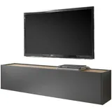 furn.design TV-Lowboard grau matt und Wotan Eiche 150 x 35 cm Hängeschrank