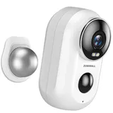 ZUMIMALL Überwachungskamera Aussen Akku, 2K Kabellose Outdoor WLAN IP Kamera mit PIR Bewegungsmelder, IR Nachtsicht, IP66 Wasserdich, 2-Wege Audio, Cloud/SD Storage, Sirenenalarm (Weiß)