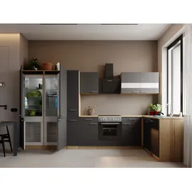 Respekta Winkelküche L-Form 370 cm Grau