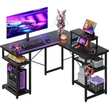 LuxusKollektion Gaming Tisch Schwarz mit Monitorständer L-Form 128x120cm - Schwarz