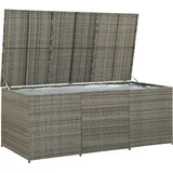 HUAKEHOM Gartenbox Auflagenbox Kissenbox Kiste Gartentruhe Truhe Box Aufbewahrungsbox Auflagenkiste Garten Poly Rattan 180x90x70 cm Grau