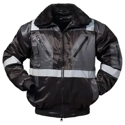 Pilotenjacke 4in1 mit Reflexstreifen "KIRKENES" schwarz/grau - XXL - schwarz