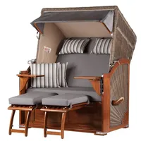 Bene living Strandkorb Komplettset Schaalsee Mahagoni PE grau Modell