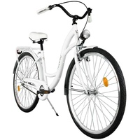 Milord. Komfort Fahrrad mit Gepäckträger, Hollandrad, Damenfahrrad, 1-Gang, Weiß, 26 Zoll