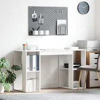 VidaXL Weißer Computertisch Weiß Spanplatte Mittel Stauraum