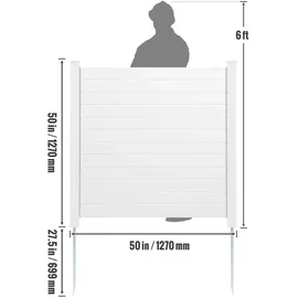 Vevor Lamellenzaun 127 x 127 cm Weiß PVC 2 St.