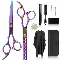 Friseur Set,6.7 Zoll Professionelle Haarschere Set mit Friseurumhang,Edelstahl Haarschere Friseurschere,für Damen und Herren Sharfe Schere, Haarschne Schere für Familie Friseursalon,Farbig