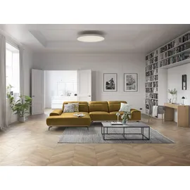 Musterring Wohnlandschaft MUSTERRING "MR 2490 Ecksofa mit erstklassigem Sitzkomfort, Long-Life-Leder", gelb (kurkuma, s), B:342cm T:207cm, Sofas, Wohnlandschaft, Fuß schwarz, Sitzhöhe 48cm, wahlweise mit Funktionen, Maße 342x207 cm