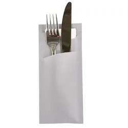 Prime Guest Bestecktasche Prime Fit in Grau 85 x 190 mm, mit 2-lagiger Tissue-Serviette in Weiß - 100 Stück