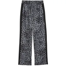 Puma Sporthose "T7 LEO LUXE Straight Hose mit Allover-Print Damen", Damen, Gr. XS, Normalgrößen, schwarz, Obermaterial: 100% Polyester, animal-print, comfort fit, Hosen Sporthose