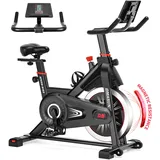 Heimtrainer Fahrrad mit Magnetischem Widerstand, DMASUN Ergometer Heimtrainer mit LCD Display & Größerer Tablet-Halter, Hometrainer Fahrrad, Verstellbare Griffe & Sitz, Fitnessbike 160 KG Belastbar