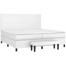 vidaXL Boxspringbett mit Matratze Weiß 200x200 cm Kunstleder