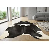 Kuhfelle Online & Nomad Kuhfell Stierfell Schwarz Weiß 210 x 180 cm – Echtes Rinderfell Unikat – Naturfell Teppich für Wohnzimmer, Schlafzimmer & Landhausstil – Weiches Premium Kuhfell