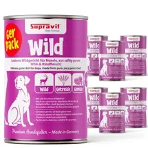 Supravit Nassfutter Wildfleisch Gemüse und Nudeln 6 x 820 g