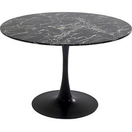 Kare Tisch Veneto Marmor, Schwarz, Ø110cm, Naturstein Mineralmarmor, Tischfuß Stahl, Esstisch für 4-6 Personen