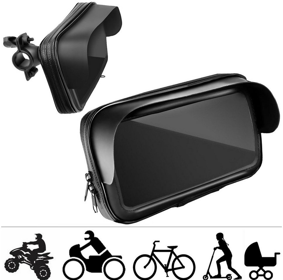 CoolGadget Universalhalter Lenker Handy-Halterung, (bis 5,5 Zoll, Universal Fahrrad Smartphone Halter Motorrad Bike Tasche) schwarz