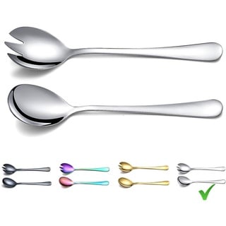 Berglander Salat Server Set, Salat Servierset aus Edelstahl, Salat Server, Salatlöffel, Salatgabel, 2er-Pack (glänzendes Silber)