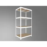 Schwerlastregal Biedrax 35 x 90 x 180 cm, Weiß, 4 Fachböden MDF, Fachlast 200 kg pro Fachboden