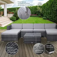 Svita LUGANO Polyrattan Lounge Gartenmöbel Set Gartenlounge Gartensofa Grau