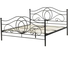 Beliani Bett mit Lattenrost Metall LYRA 160 x 200 cm Schwarz