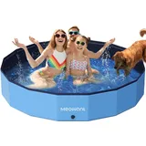 Meowant Hundepool Faltbar, Hundebadewanne, Planschbecken Groß Verdickt PVC, Extra Großer Outdoor-Faltbarer Kinderpool, Tragbare Rutschfestes Hundeplanschbecken, Keine Pumpe Benötigt(200 x 30 cm)