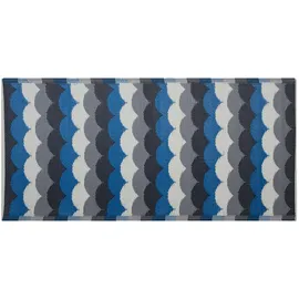 Beliani Outdoor Teppich grau-blau 90x180 cm Bodenschutzmatte Kunststoffmatte Bellary