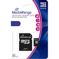 MediaRange MR956 microSDHC Class 10 + SD-Adapter 4 GB