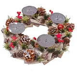 MCW Adventskranz, Grau, Mehrfarbig, Holz, 12 cm, Dekoration, Weihnachtsdekoration, Adventskränze