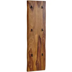 Wandgarderobe FineBuy Garderobe Holz Metall 140 cm Flur Hakenleiste Massivholz
