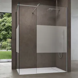 doporro Luxus Duschwand Duschabtrennung 120x90 Walk-in Dusche aus 2 festen Glaselementen mit Stabilisator aus Echtglas 8mm Esg-sicherheitsglas Klar...