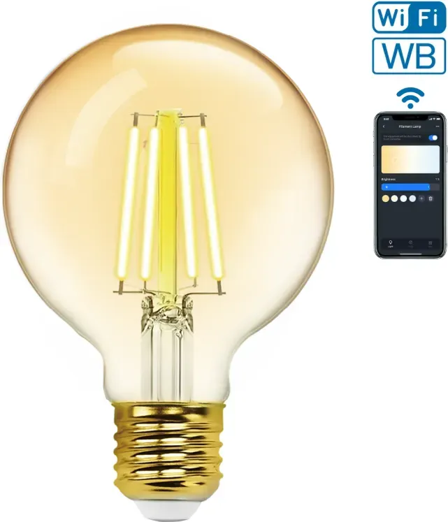 Aigostar WiFi WB Smart Filament Glühbirne G80 E27 (Bernsteinfarben)