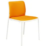 Kartell Audrey Soft Sessel, Plastik, Aluminium bemalt weiß/orange, 51 x 80 x 52 cm