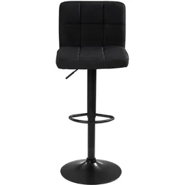 Home4You Barhocker 2er Set, Schwarz - Webstoffbezug - Metallgestell - höhenverstellbar - 2er Set