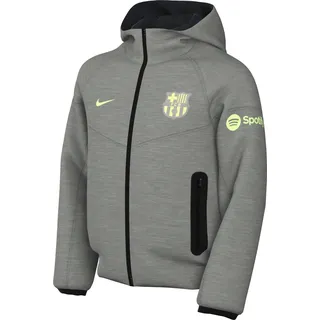 Nike FC Barcelona Sportswear Tech Fleece Kapuzenjacke Jungen 065 dk grey heather/black/barely volt S 128-137 cm