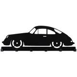 Schlüsselbrett Porsche 356 Oldtimer Optik schwarz - 6 Haken Garderobe Schlüsselboard Hakenleiste Dekoration