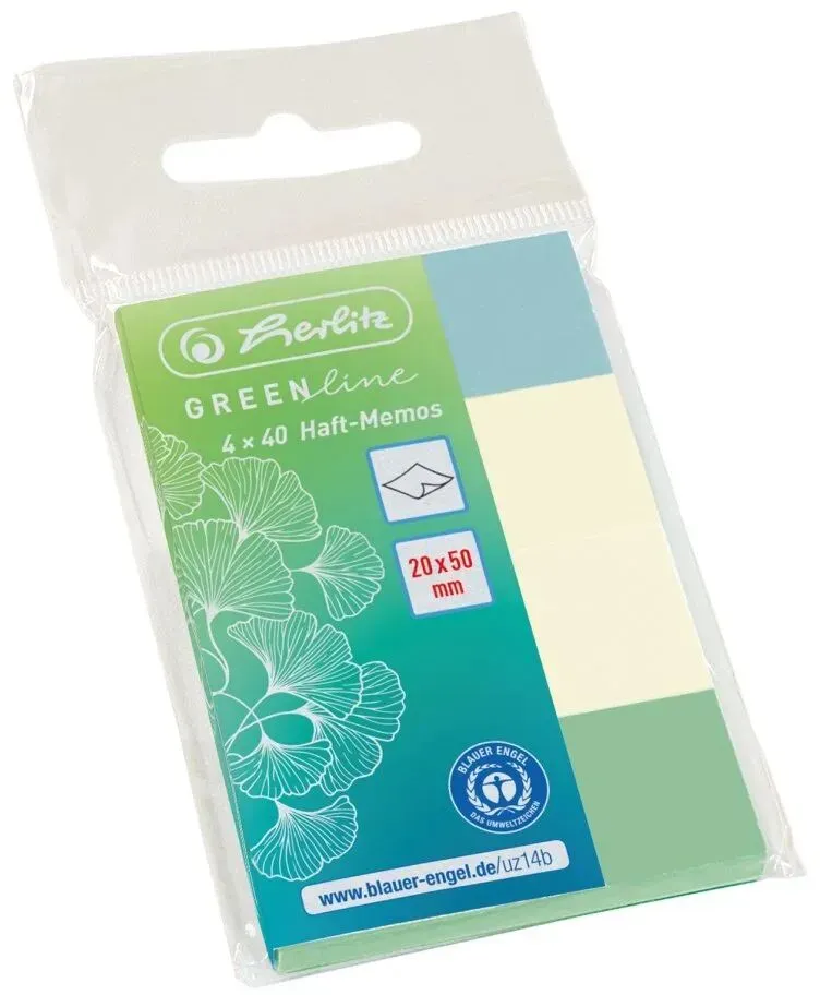 Herlitz 50033447 Selbstklebendes Etikett 160 Blätter Blau, Grün, Gelb