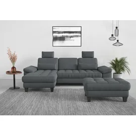 sit&more Ecksofa SIT & MORE "Westham L-Form", grau, B:275cm H:88cm T:172cm, 100% Polyester, Sofas, Ecksofa, Recamiere, mit oder ohne Bettfunktion, Bettkasten, Füße wengefarben