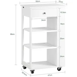 SoBuy Servierwagen Küchenwagen Rollwagen mit Schublade Weiß FKW12-II-W