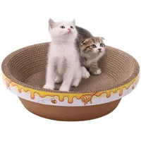 Yosoo Health Gear Katzenkratzer, Katzenkratzbrett aus Pappe, Katzenkratz-Loungebett, Doppellagiges, Rundes, Gewelltes Kratzpad Zum Stressabbau, Katzenkratzschale, Katzenspielzeug