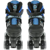 Rollschuhe für Kinder, 8 Rollen, zweireihige Rollschuhe für drinnen und draußen, sicher und langlebig (Blau und Schwarz, kein Licht, S (27-32))