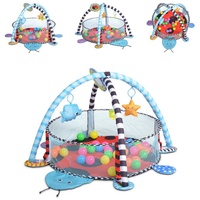 Cangaroo Spielbogen Ladyfly 2 in 1 Krabbeldecke, Bällebad, 30 Bälle, Stofftiere blau