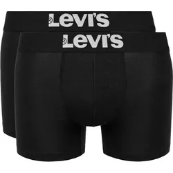 LEVI ́S Herren Boxershorts, 2er Pack - Solid Basic Boxer, Logobund Schwarz S S