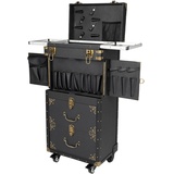 4 Ebenen Kosmetikkoffer Trolley Friseurkoffer Schminkkoffer Make-up Koffer Beauty Case mit Rollen Beauty Case Nageldesign Koffer Friseurkoffer Make up Trolley Nagelkoffer