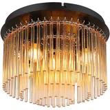 GLOBO Deckenleuchte Wohnzimmerlampe Glasstäbe Metall Chrom Amber 5-Flammig