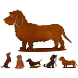 Gartenfigur Rost auf festem Stand – Hochwertig & Wetterfest - Metall Tierfigur - Edelrost Dekofigur/Tier Figur – Gartendeko/Dekoration (Dackel III - Höhe 42cm)