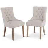Raburg Esszimmerstuhl Polsterstuhl mit Chesterfield-Design, Beine Holz, Isabella (2er-Set), eleganter Küchenstuhl im Landhausstil, Steppung, Belastbarkeit 110 kg beige