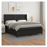 vidaXL Boxspringbett mit Matratze Schwarz 180x200 cm Kunstleder